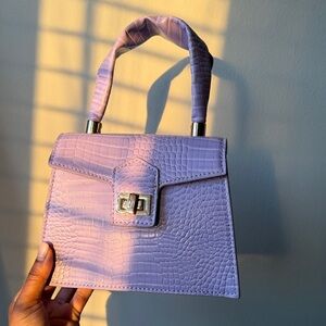 Lavender Croc-Embossed Handbag